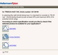 Heat shrink tubing size calculator